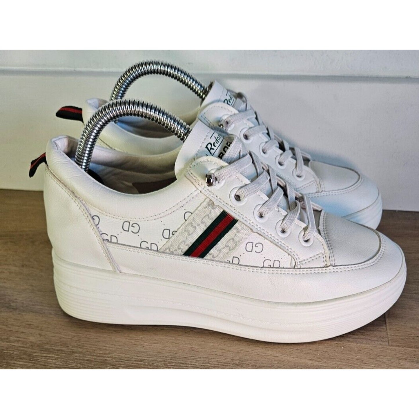 Eweier Redor Tite Bofsh Women's Platform Sneakers White w/ Stripes Size 7