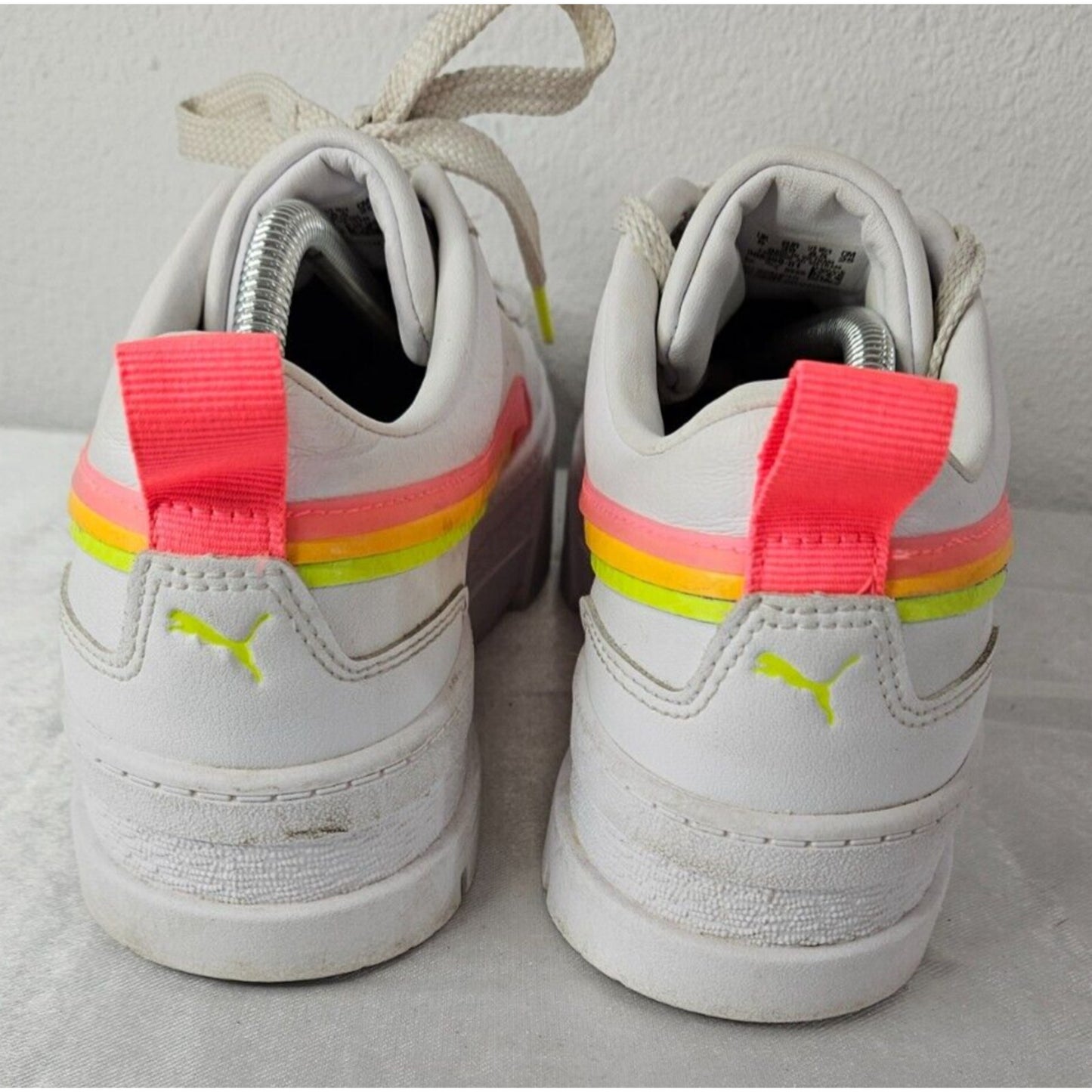 Puma Carina Neon White Sneakers Women’s Size 8.5 Chunky Platform Retro Style