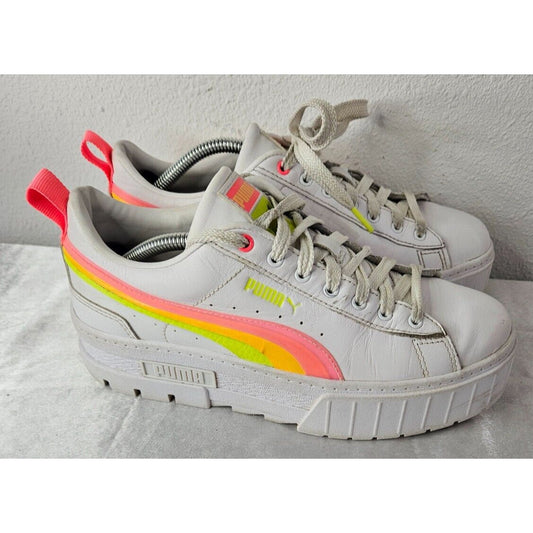 Puma Carina Neon White Sneakers Women’s Size 8.5 Chunky Platform Retro Style