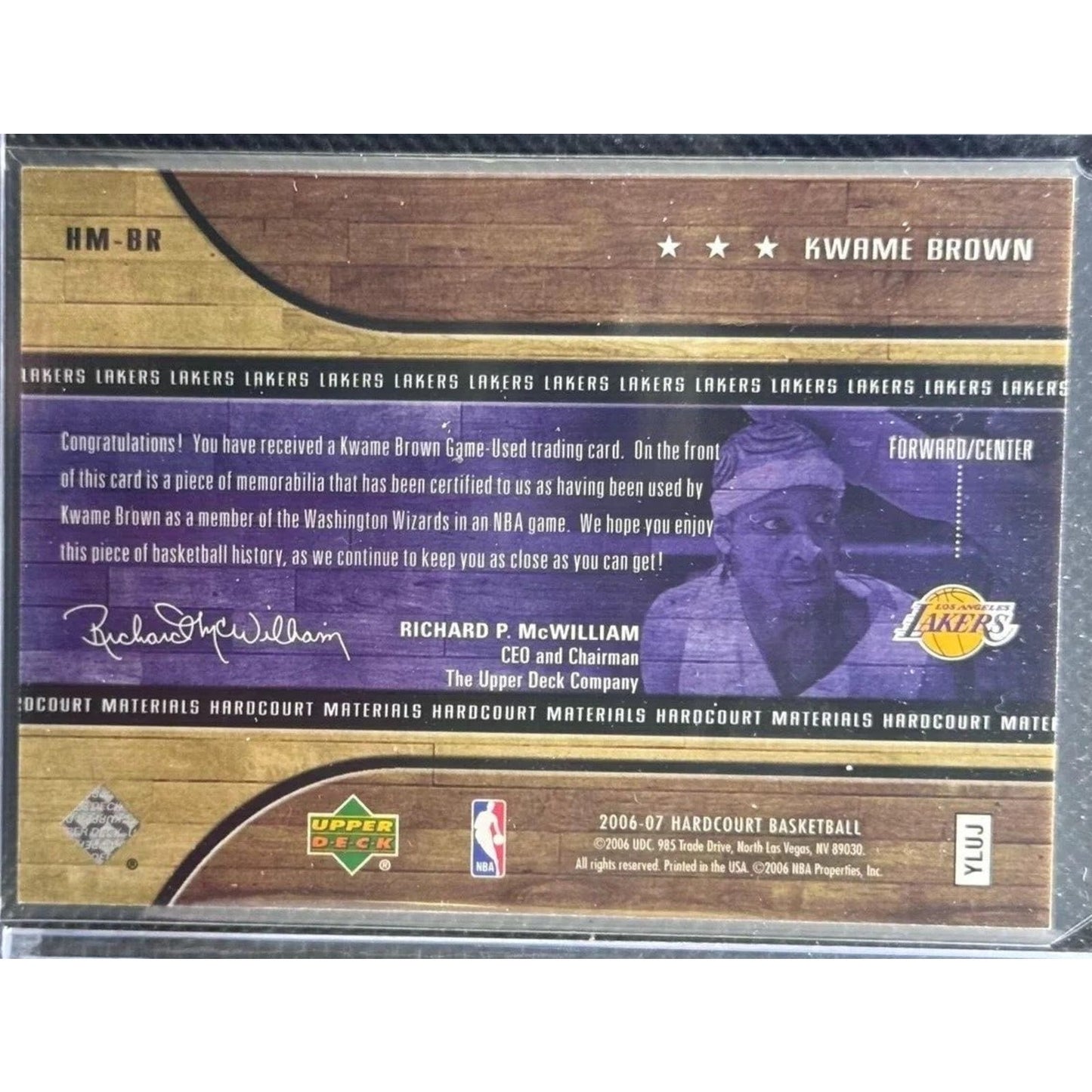 🏀 2006-07 Upper Deck Hardcourt Materials #HM-BR Kwame Brown (MEM)