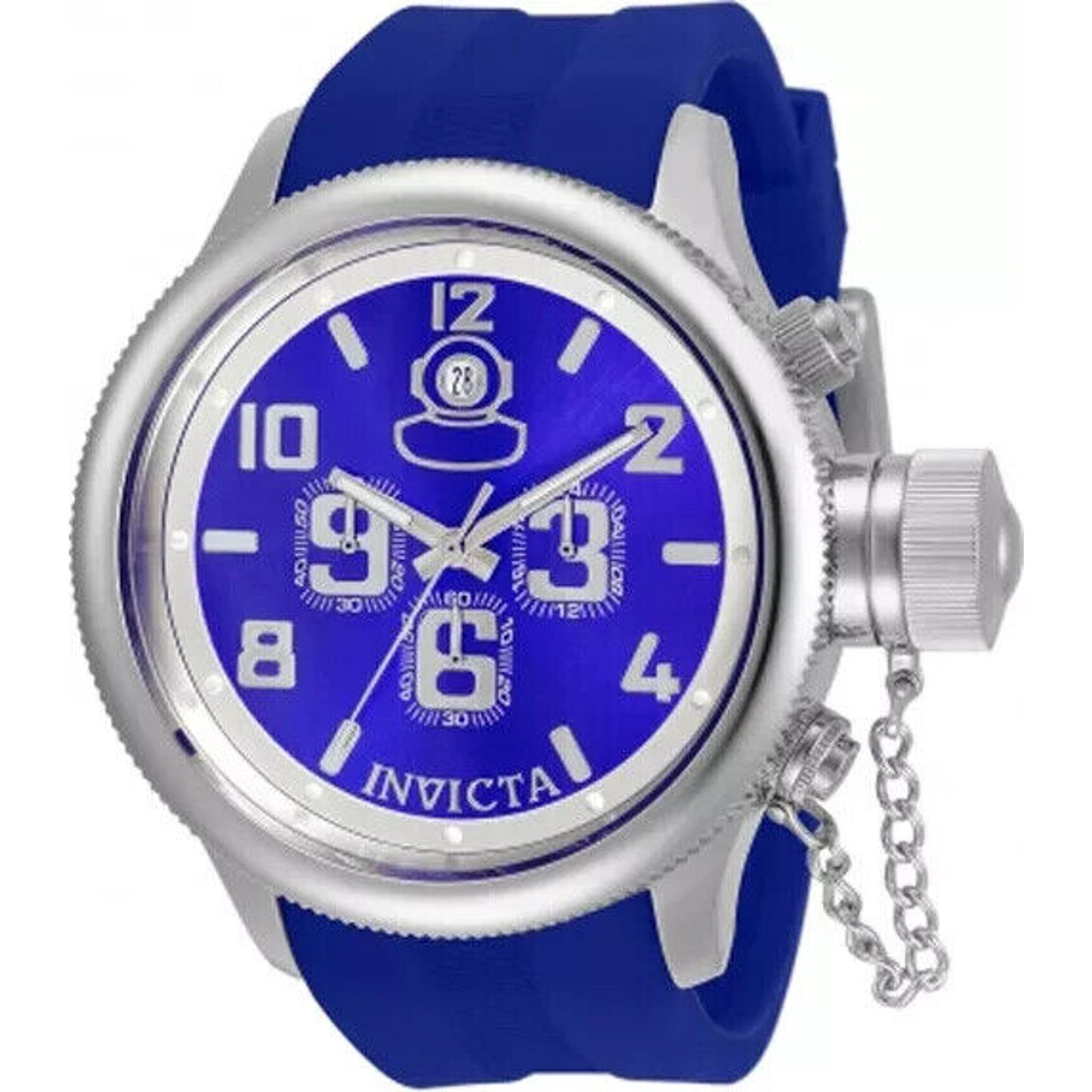 Invicta 1959 Russian Diver 52mm Silver/Blue Model 33018 Men's - Needs Battery