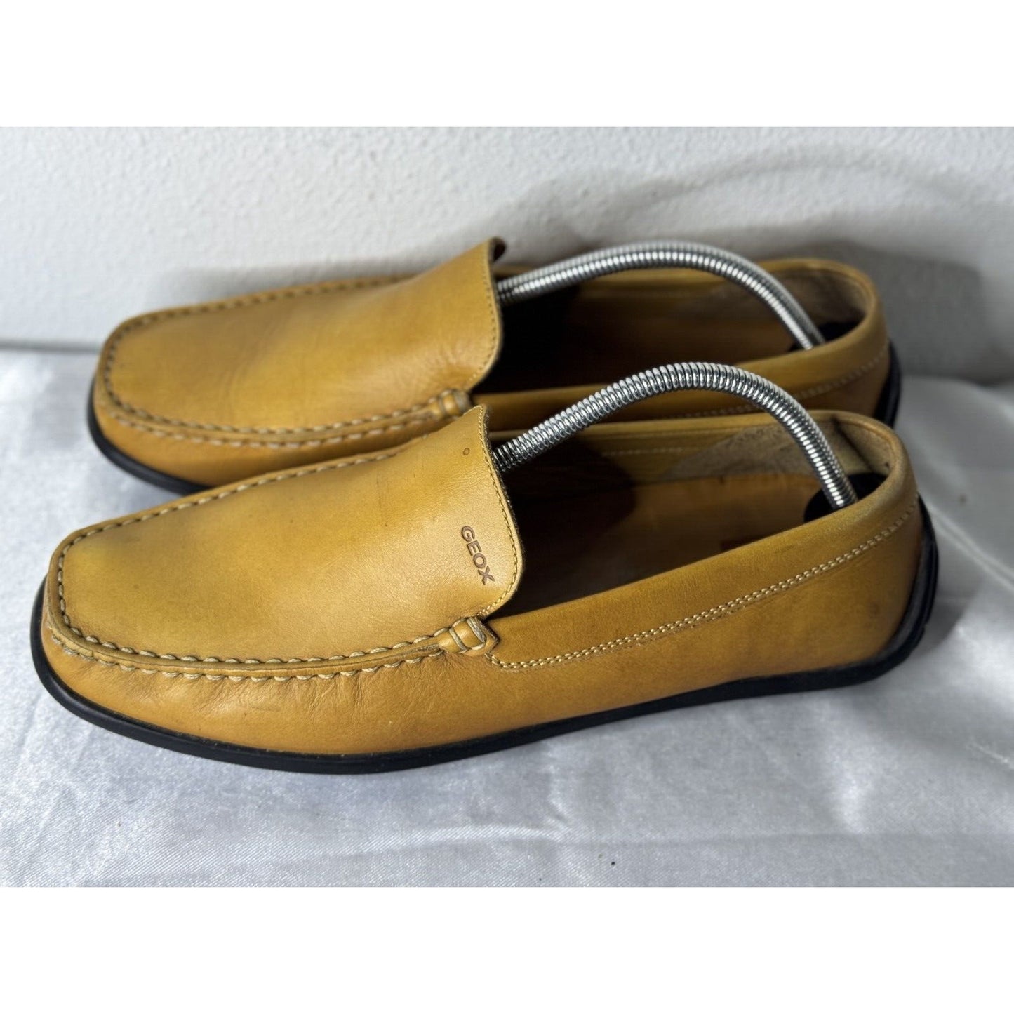 Geox Respira Men’s Yellow Leather Loafers Size 45 EU Breathable Casual Shoes