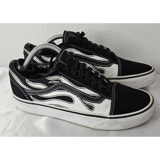 Vans Old Skool Flame Sneakers Black White Women’s Size 8 Men’s 6.5 Skatercore