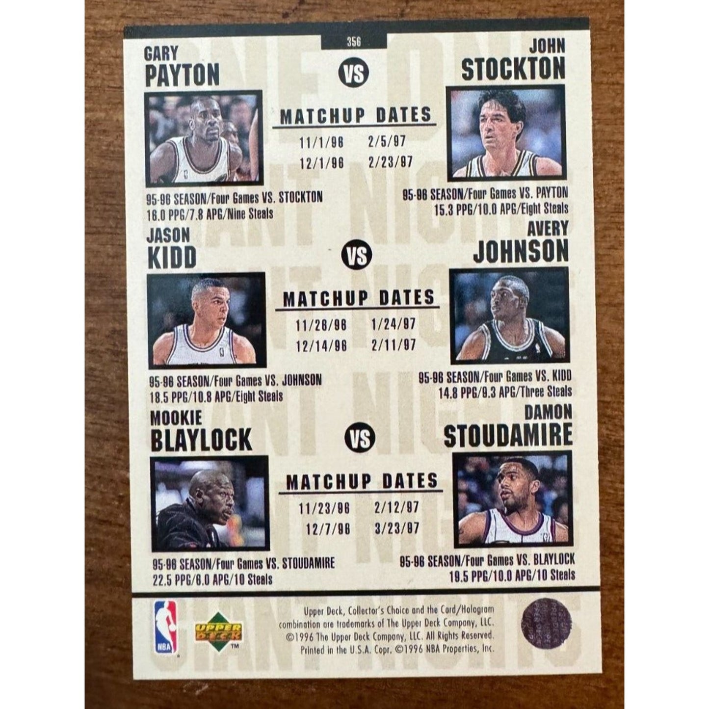 1996-97 Upper Deck Collector's Choice One-On-One #251 – Jordan vs. Hardaway