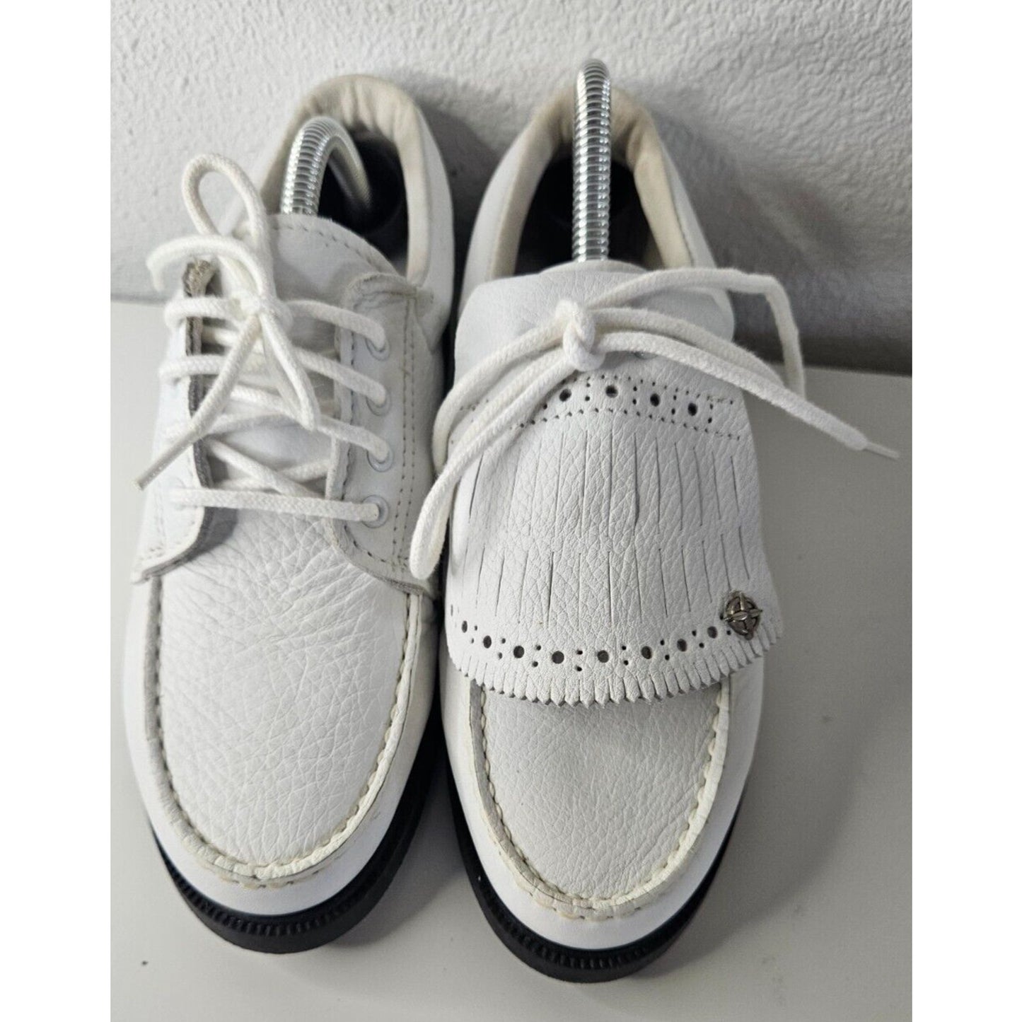 Eastland USA Men's White Leather Golf Shoes w/ Kiltie Fringe – Size 6.5M