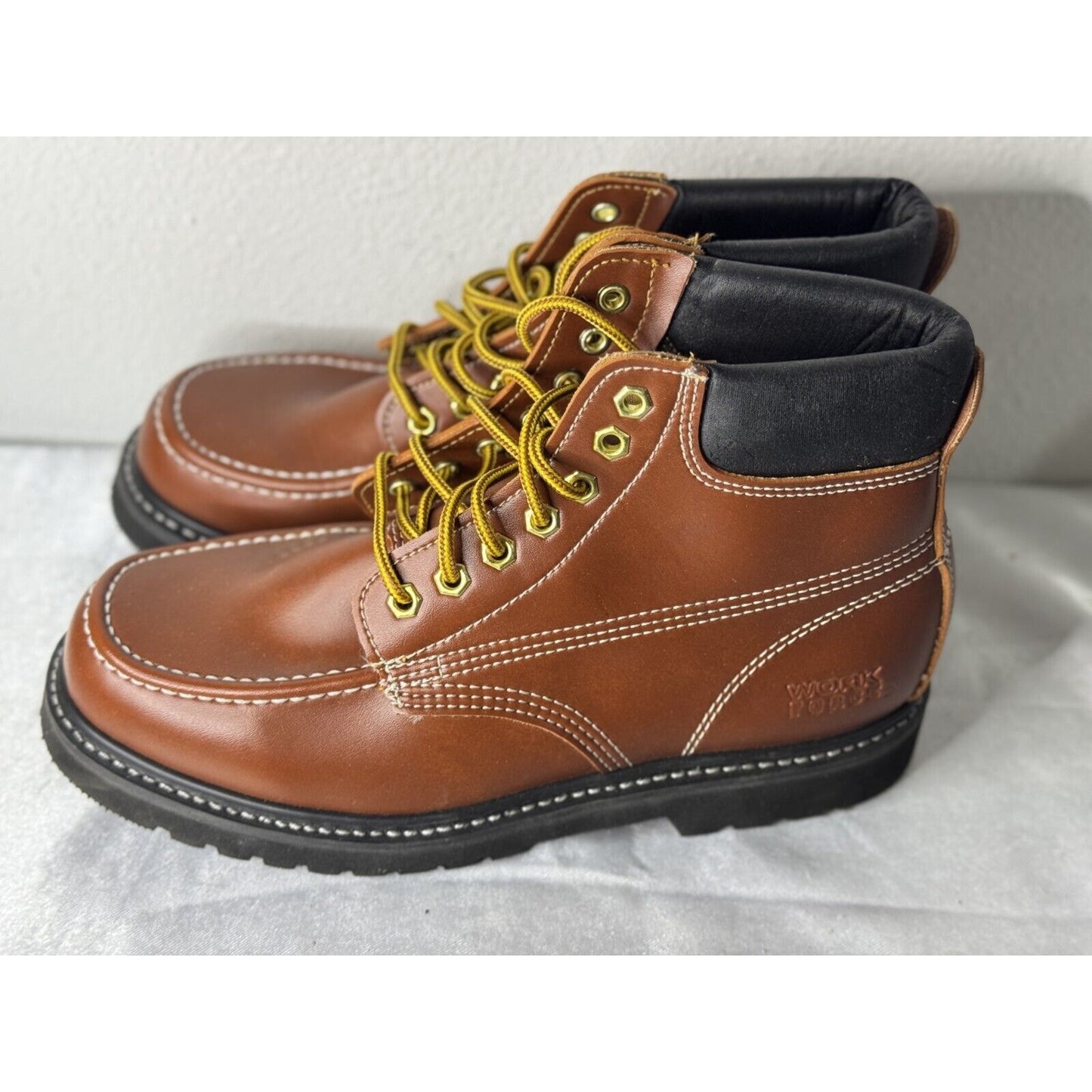 WorkForce Moc Toe Work Boots Men’s 11EEE Wide Brown Leather Casual Workwear