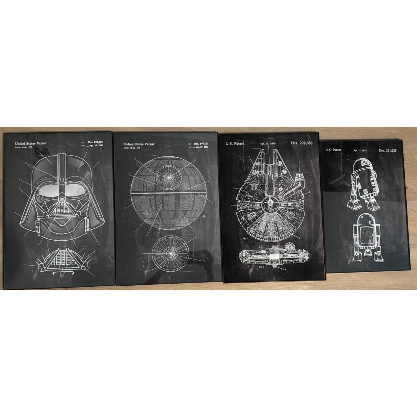 Set of 4 Framed Star Wars Patent Prints – Iconic Schematics & Blueprints