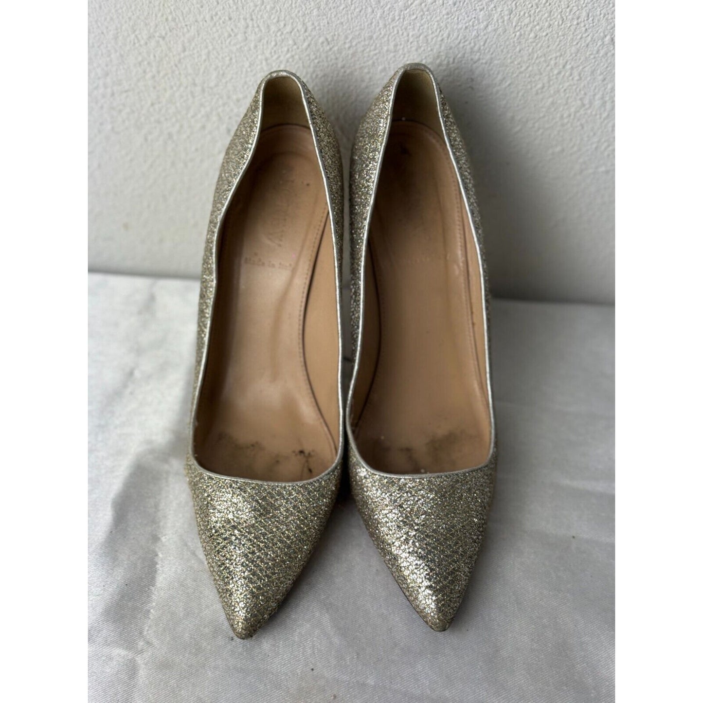 J.Crew Glitter Heels Women's Size 9 Leather Metallic Gold Stiletto Pumps