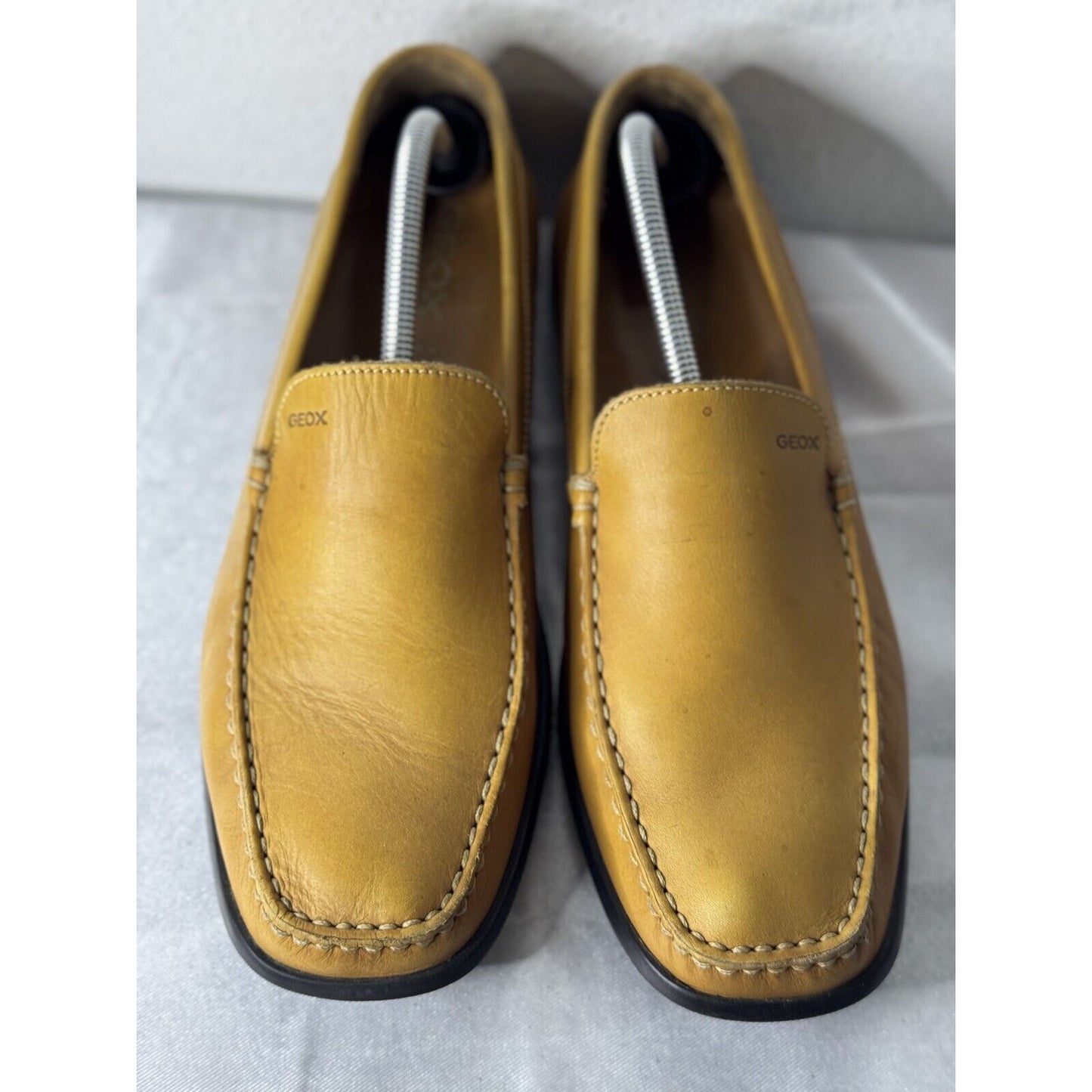 Geox Respira Men’s Yellow Leather Loafers Size 45 EU Breathable Casual Shoes