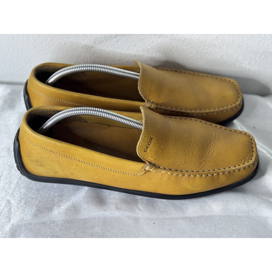 Geox Respira Men’s Yellow Leather Loafers Size 45 EU Breathable Casual Shoes