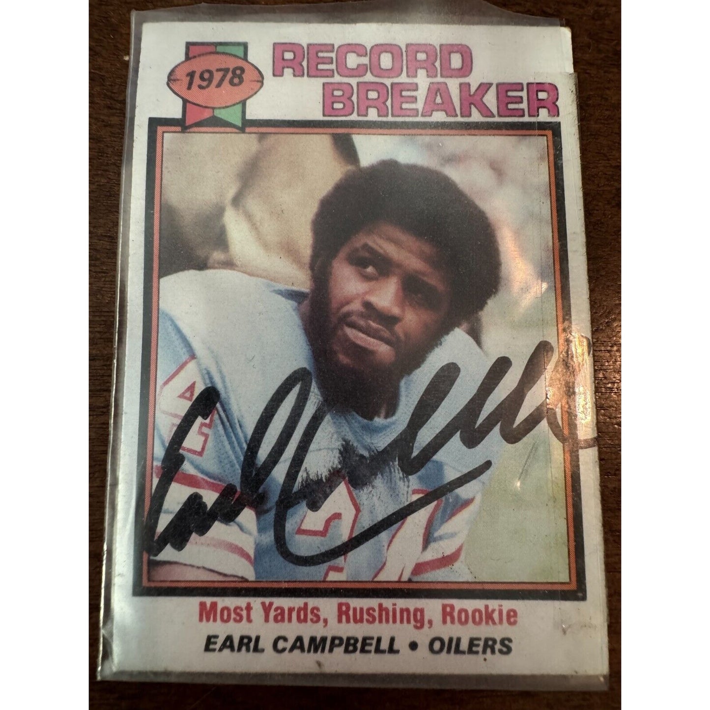 1978-79 Topps Record Breaker Earl Campbell #331 Card – Autographed – Excellent