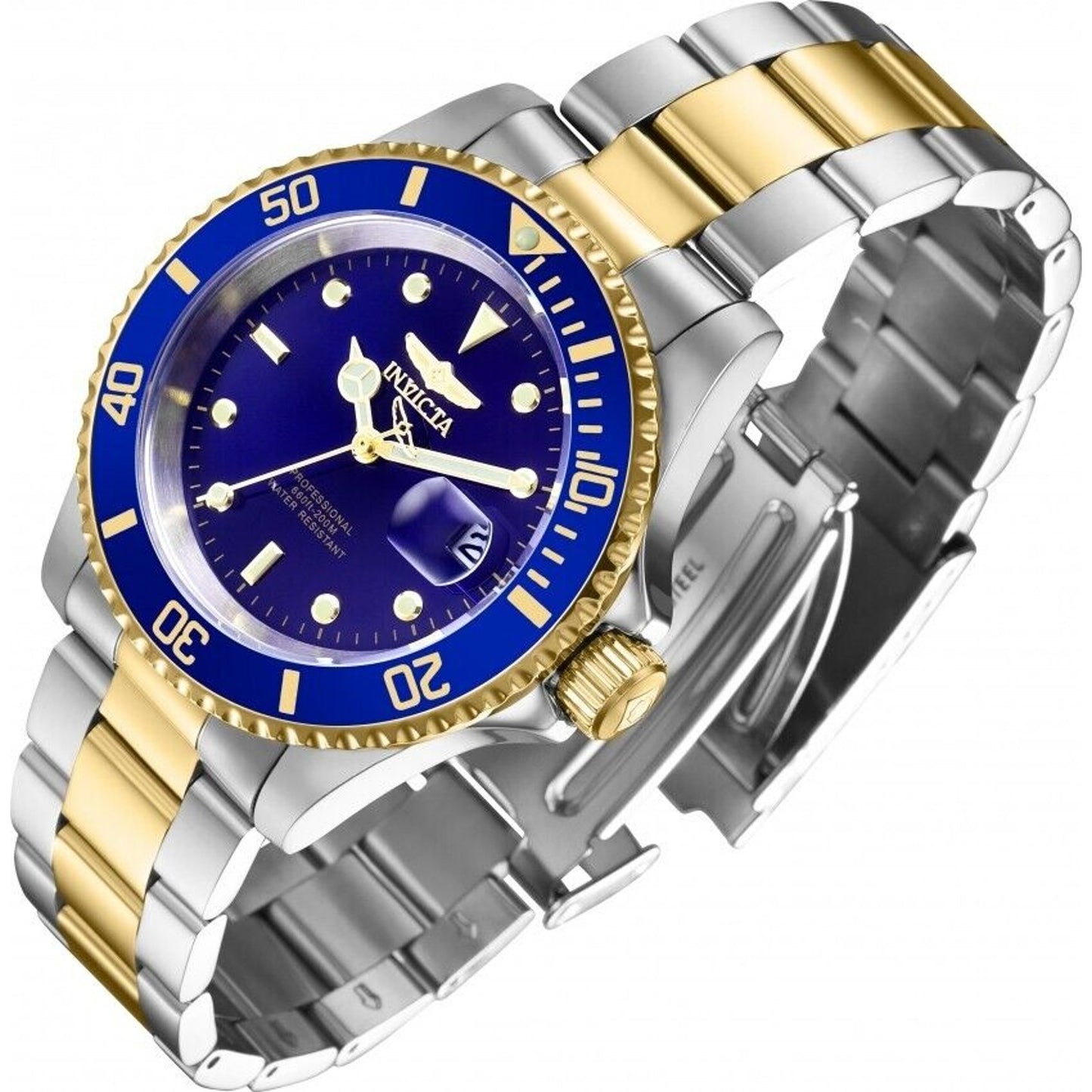 Invicta Pro Diver 26972 Blue Dial Stainless Steel Mens Watch - Need Battery