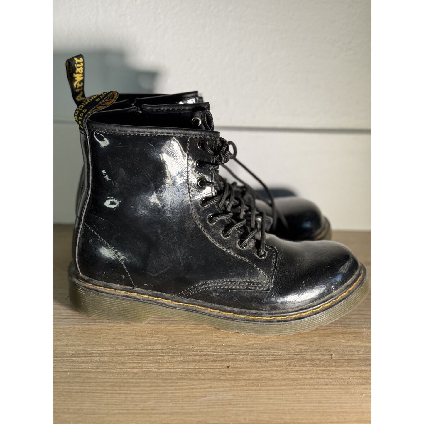 Title: Dr. Martens 1460J Black Patent Leather Youth Boots, Size US 5 Ladies