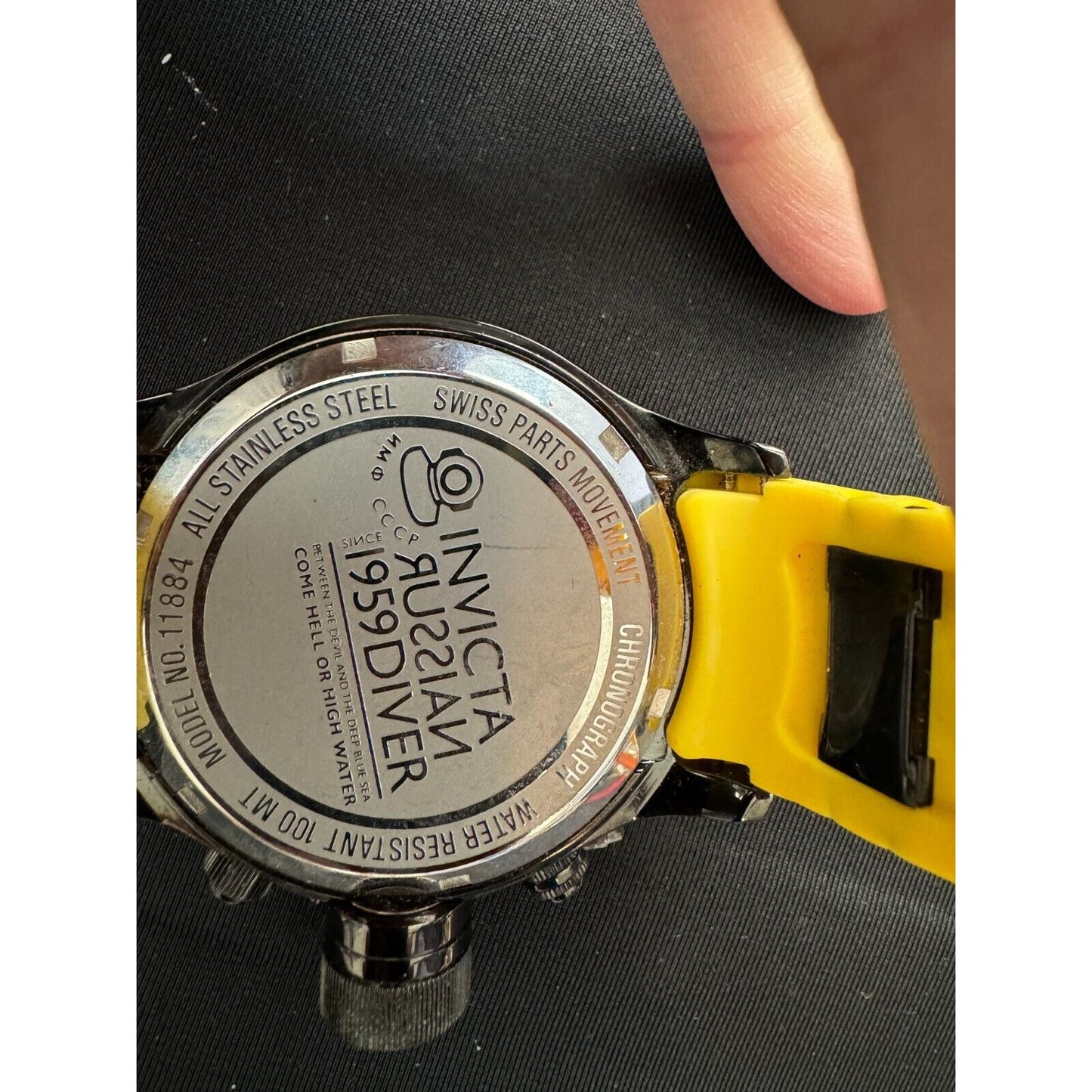 Invicta 1959 Russian Pro Diver Yellow Model 11884 – Needs Battery – Gently Used