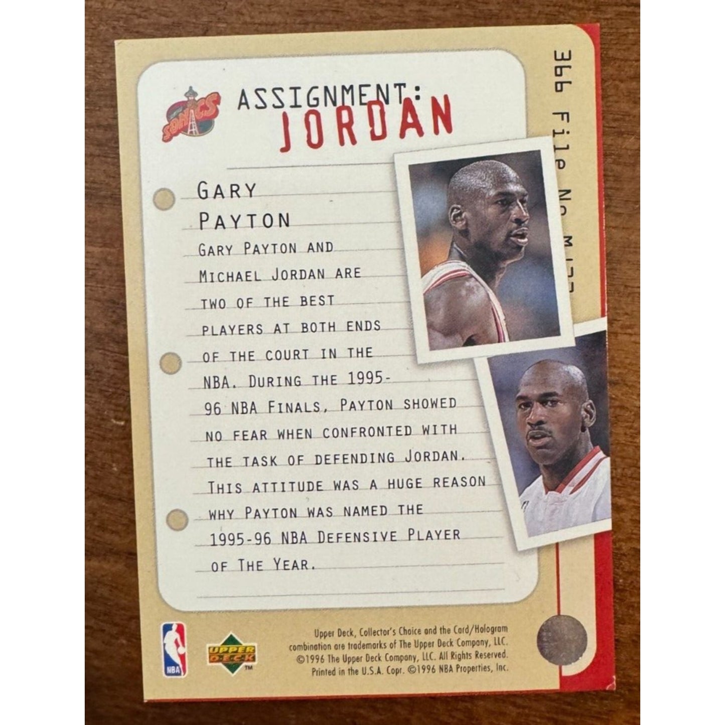 1996-97 Upper Deck Collector's Choice - Assignment Jordan: Jordan vs Payton #366