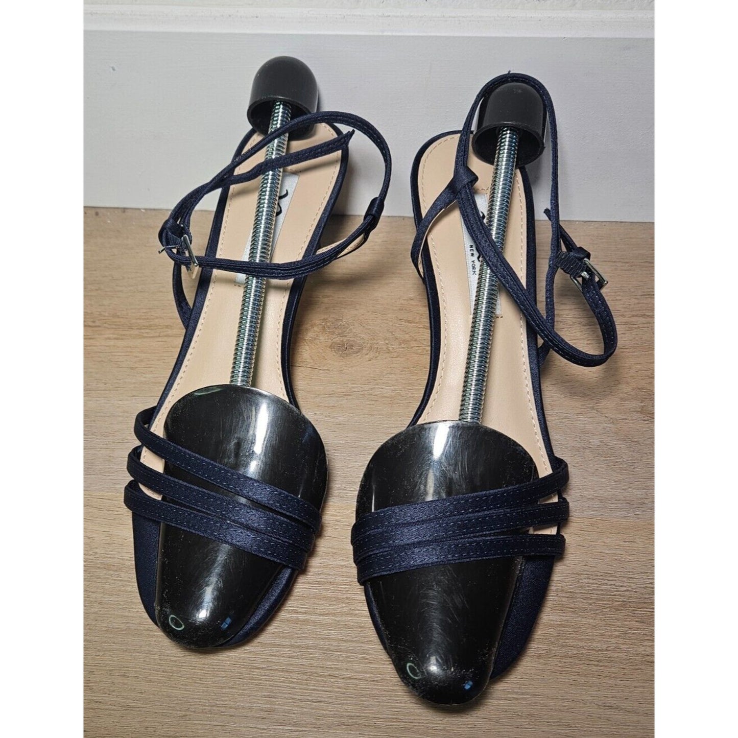 Vince Camuto Leather Lace-Up Demi-Wedge Sandals Rollera Navy Blue 9W