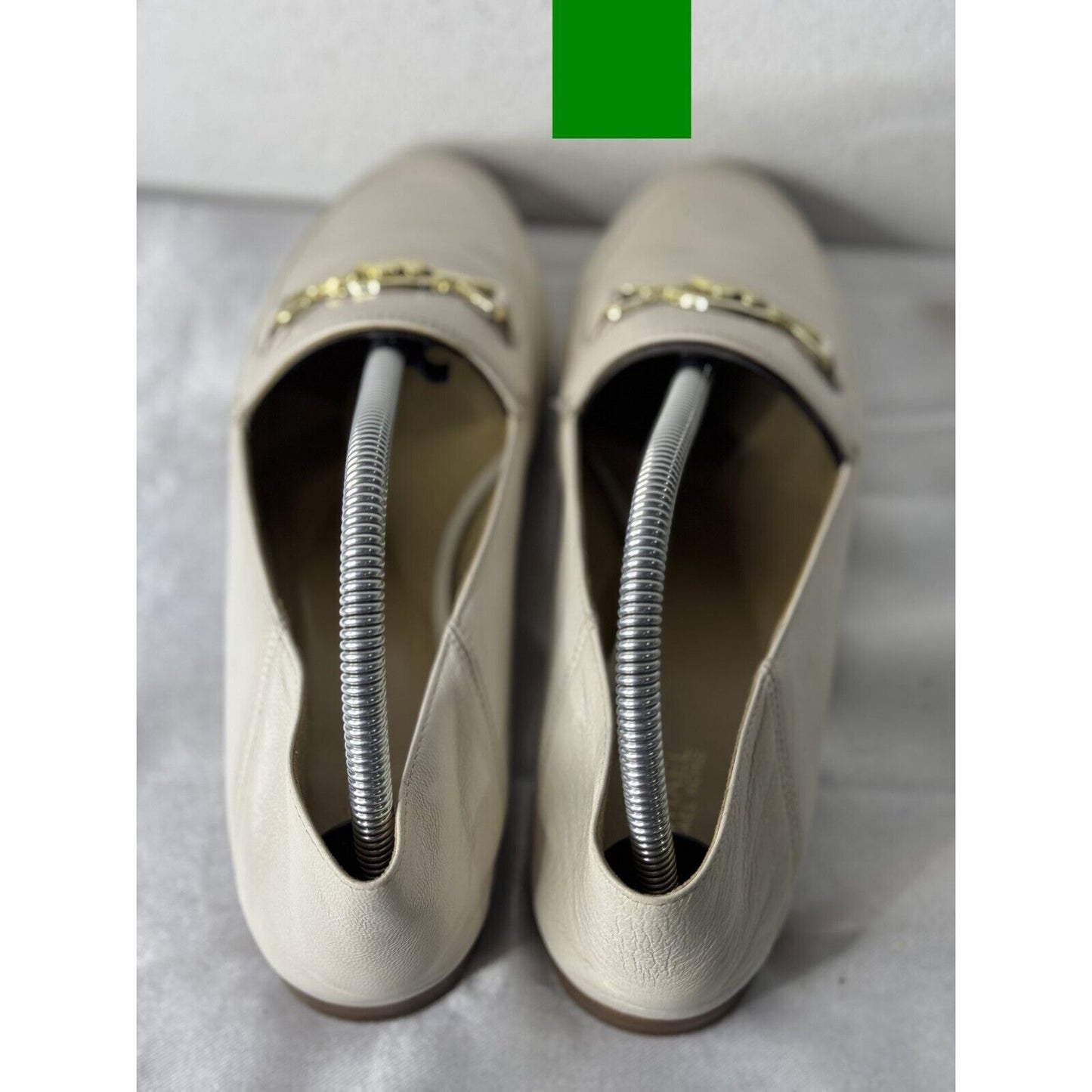 Michael Kors Women’s Leather Logo Chain Loafers Size 9M Pearl