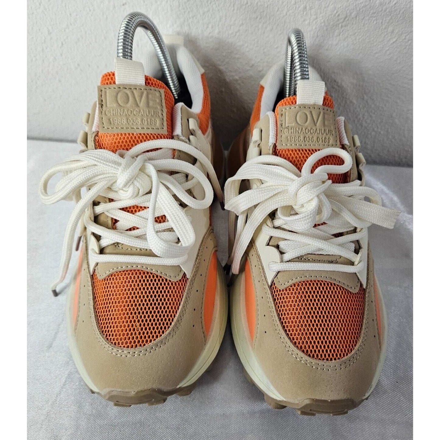 Love Chinaogauri Chunky Sneakers Women’s Size 8 Orange Beige Casual Shoes