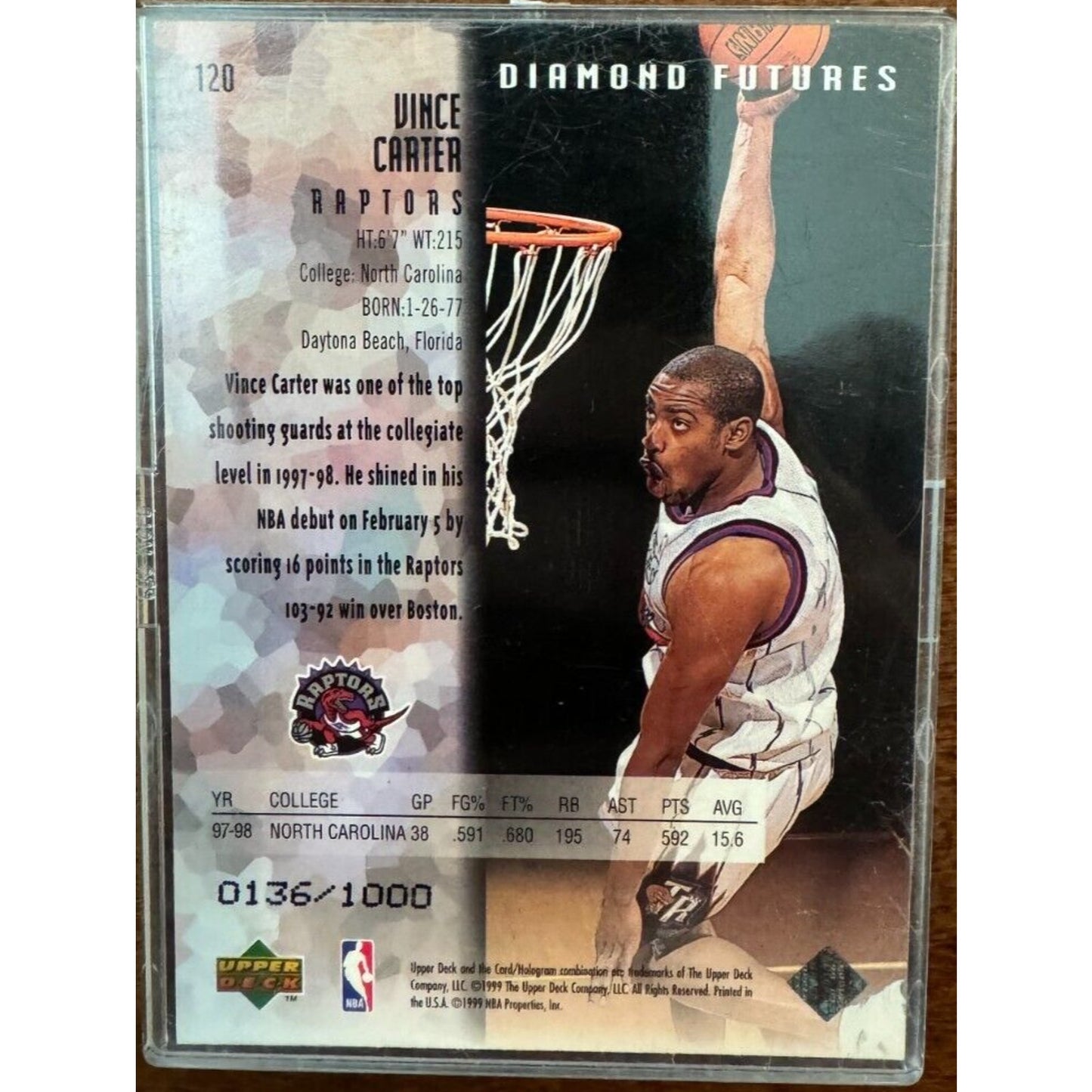 1998-99 Upper Deck Black Diamond Futures Vince Carter #120 RC 0136/1000