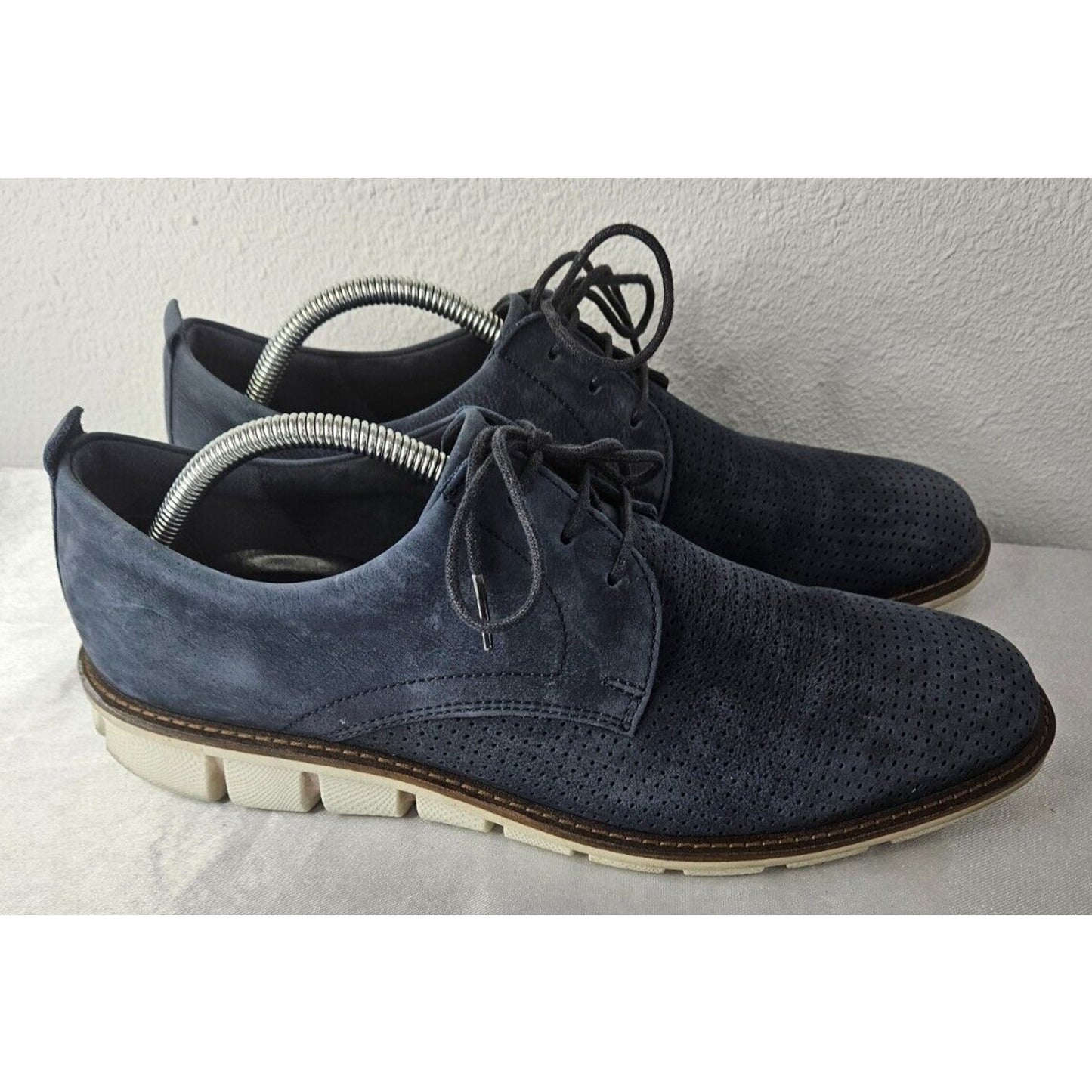 ECCO Men's St.1 Hybrid Suede Leather Derby Shoes Navy Blue Size 9.5