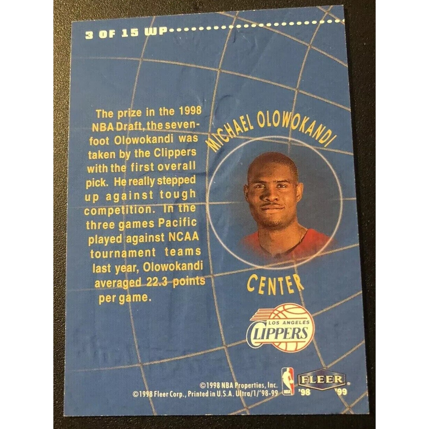 🏀 1998-99 Fleer Ultra World Premiere #3WP Michael Olowokandi Rookie Card (RC)