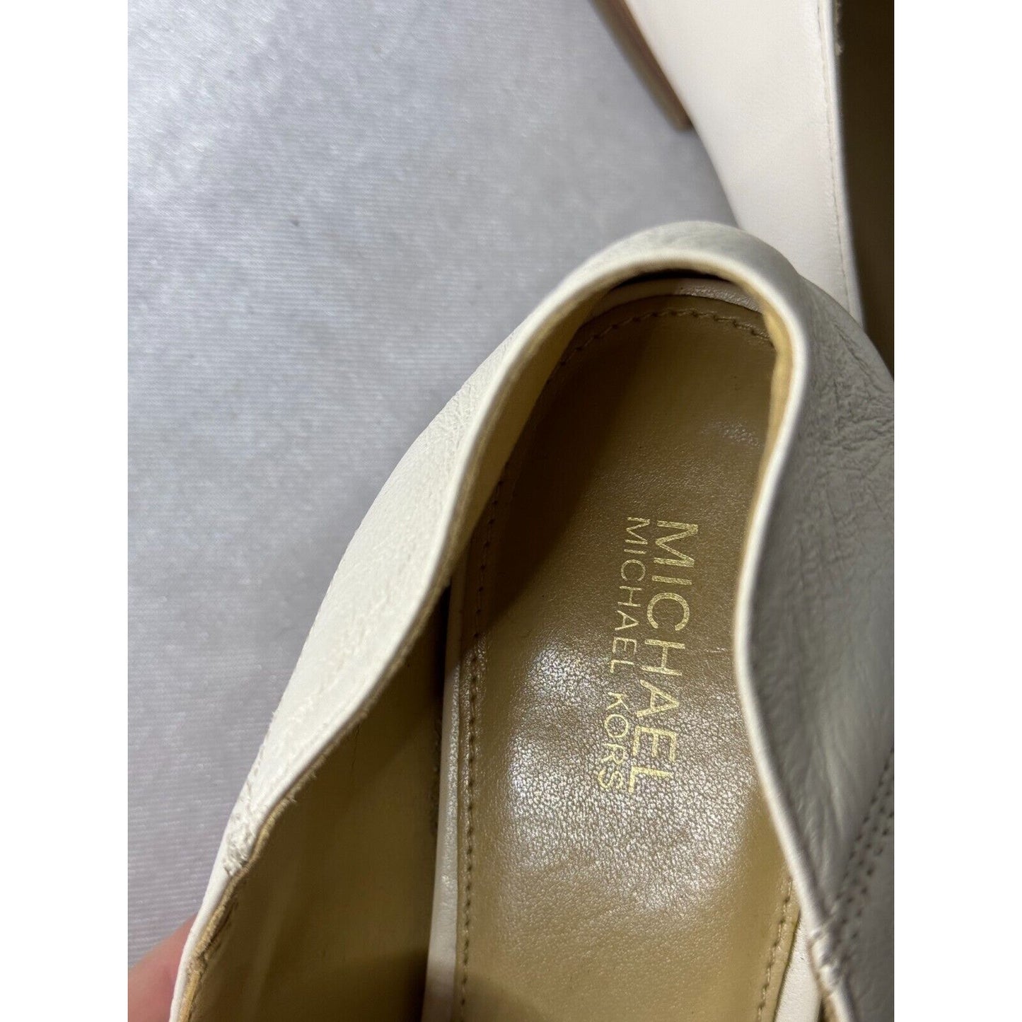 Michael Kors Women’s Leather Logo Chain Loafers Size 9M Pearl