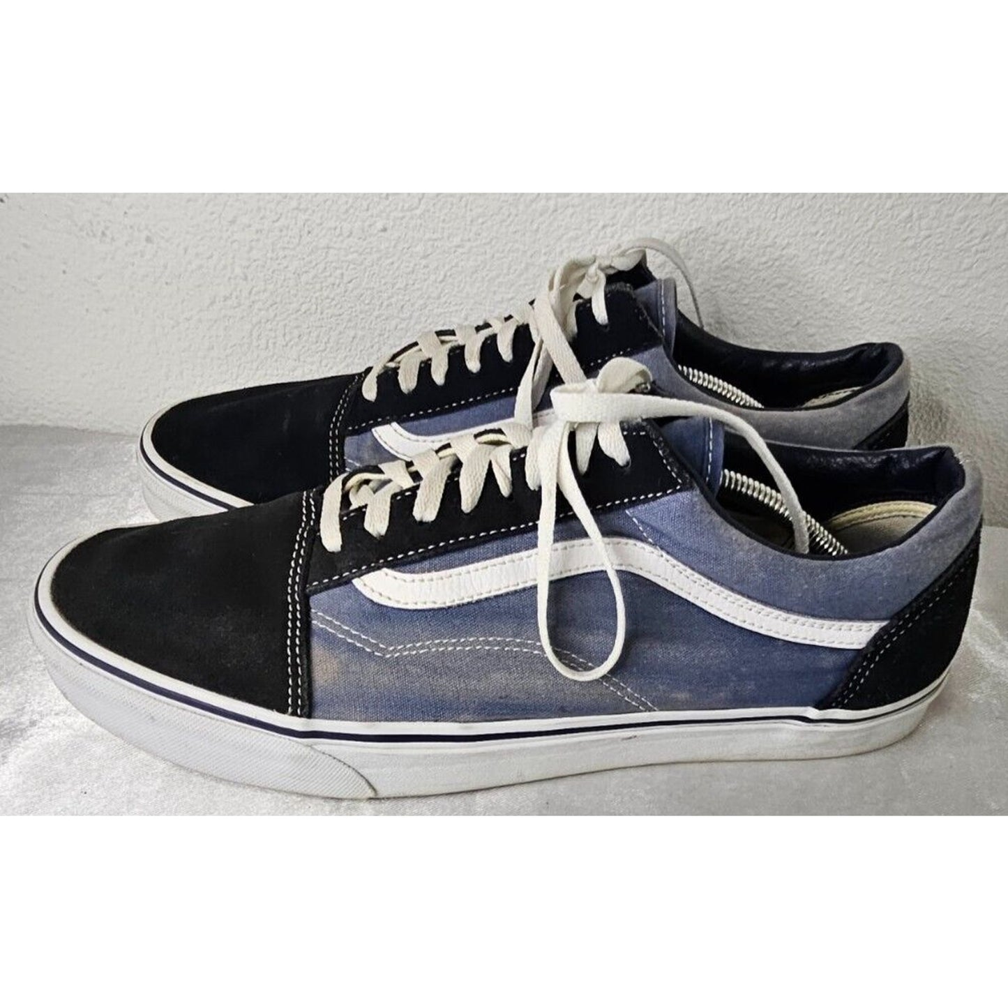 Vans Old Skool Sneakers Two-Tone Black Blue Canvas Suede Shoes Men’s Size 13