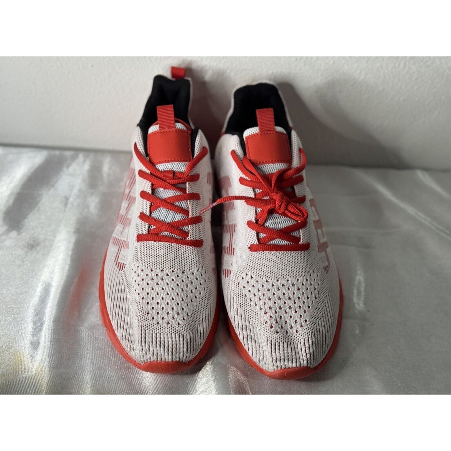 Men's Athletic Sneakers Size 12 White Red Lightweight Breathable Running Shoes