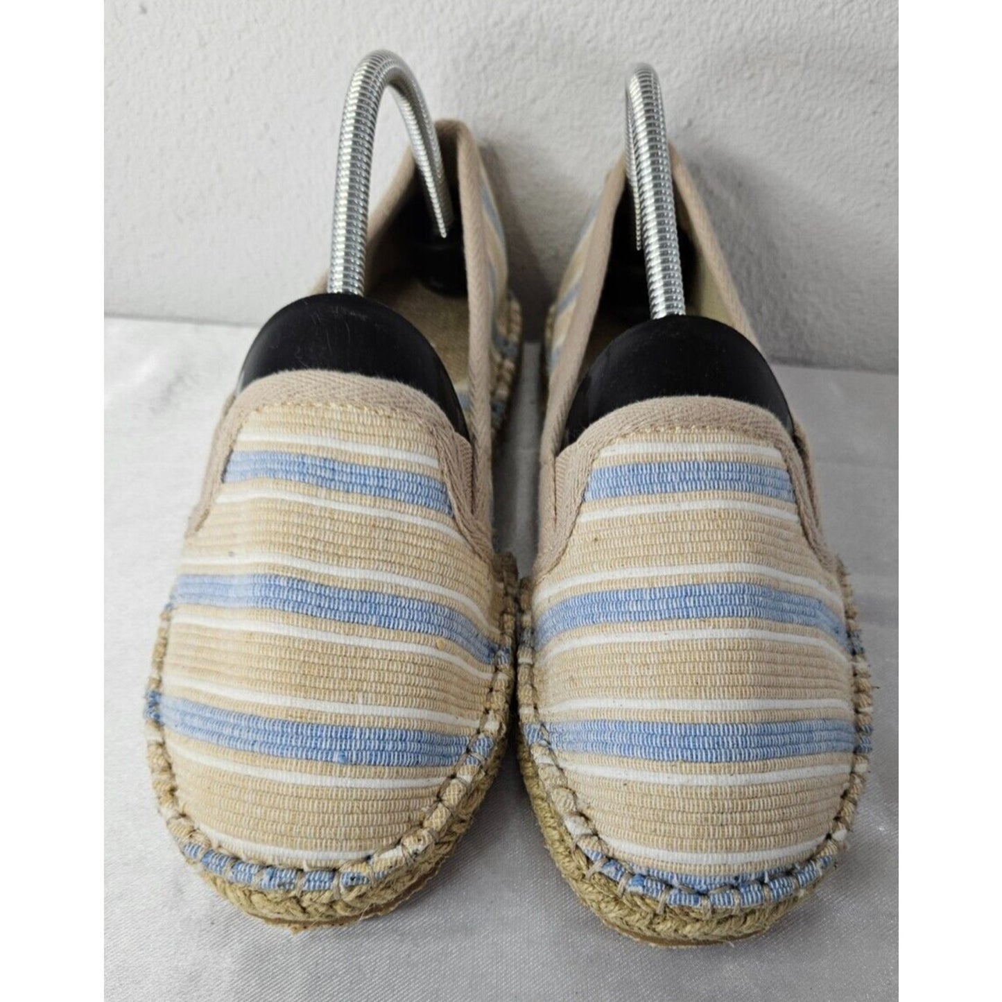 Acorn Espadrille Slippers Women’s Size 8 Beige Blue Striped Jute Sole Casual