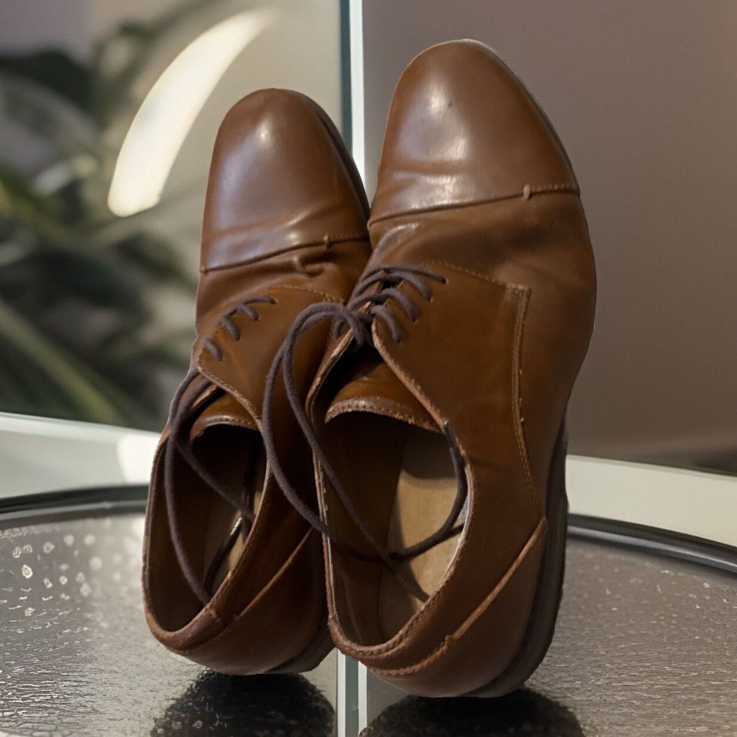 Sonoma Donte Men's Size 10 English Tan Brown Lace-Up Dress Shoes - Gently Used