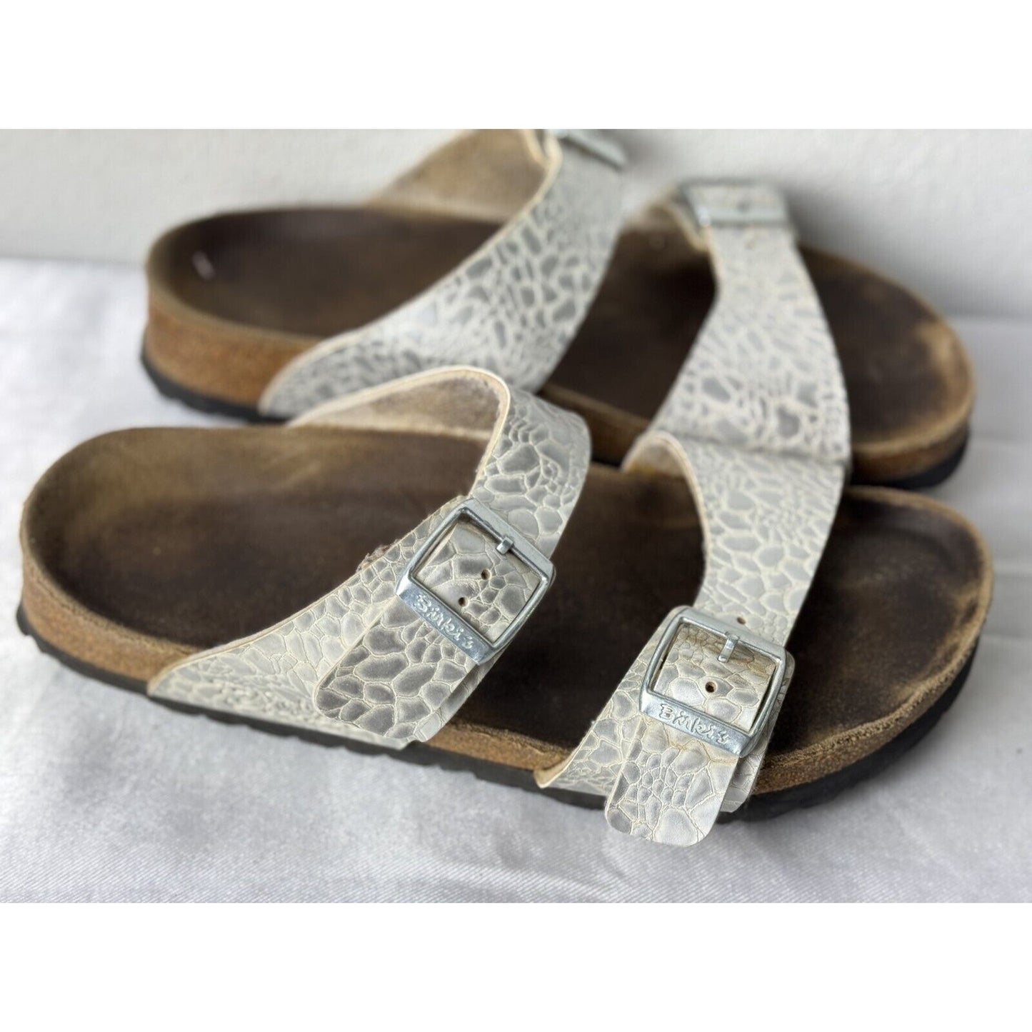 Birkenstock Arizona Women's Leather Sandal - Metallic Anthracite, 39 EU/8-8.5 US