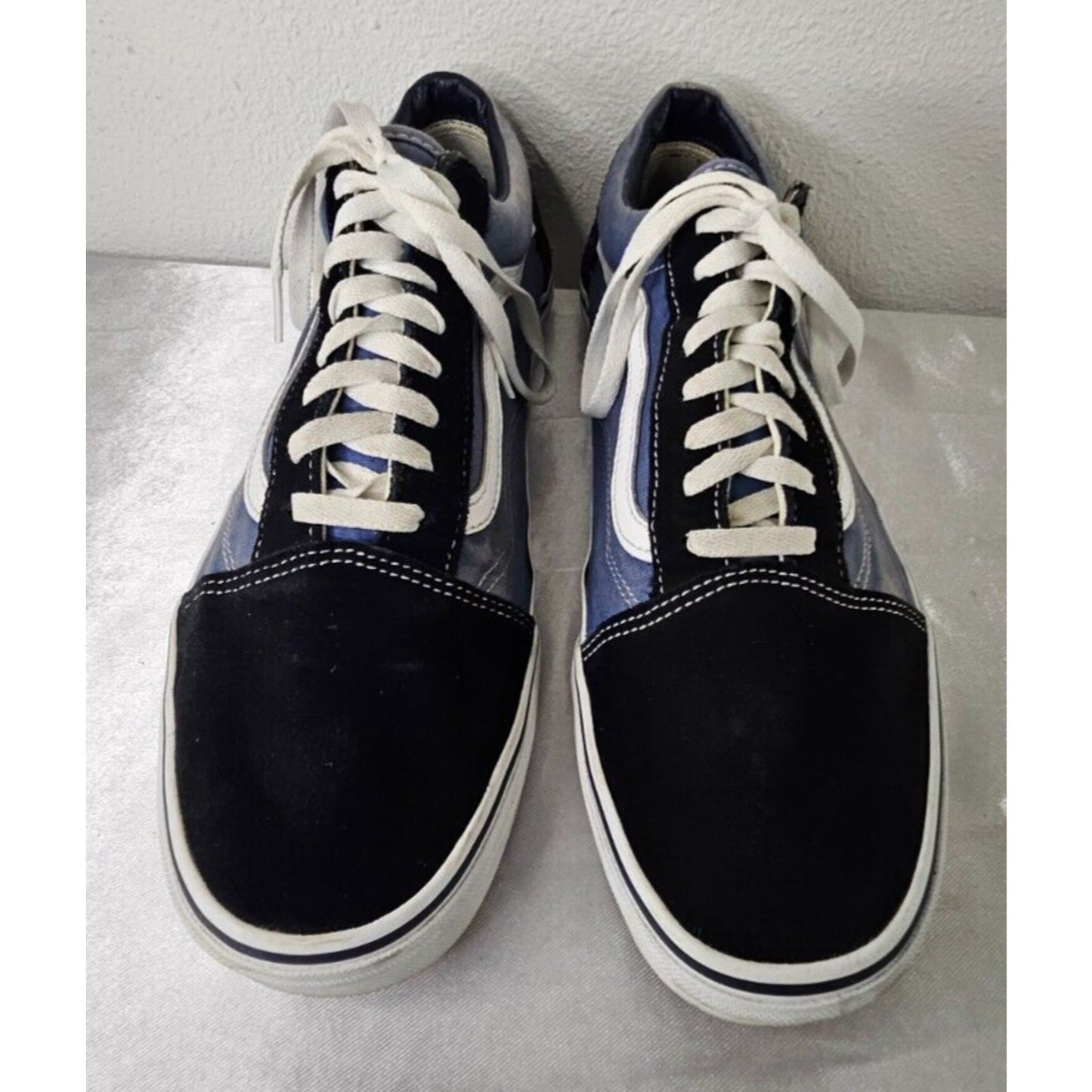 Vans Old Skool Sneakers Two-Tone Black Blue Canvas Suede Shoes Men’s Size 13