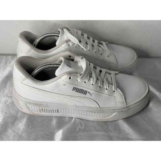 Puma Skye Clean Women’s Sneakers 8 White Leather Casual Shoes SoftFoam+