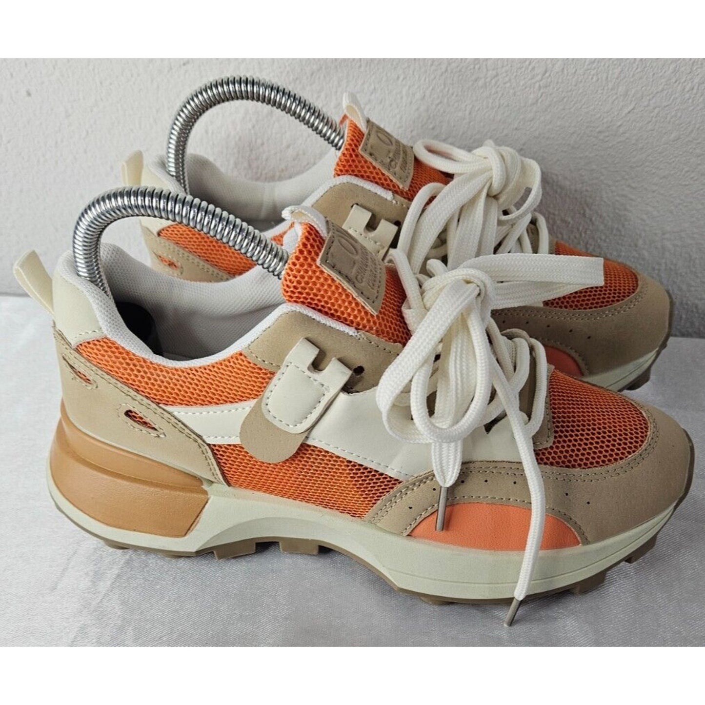 Love Chinaogauri Chunky Sneakers Women’s Size 8 Orange Beige Casual Shoes