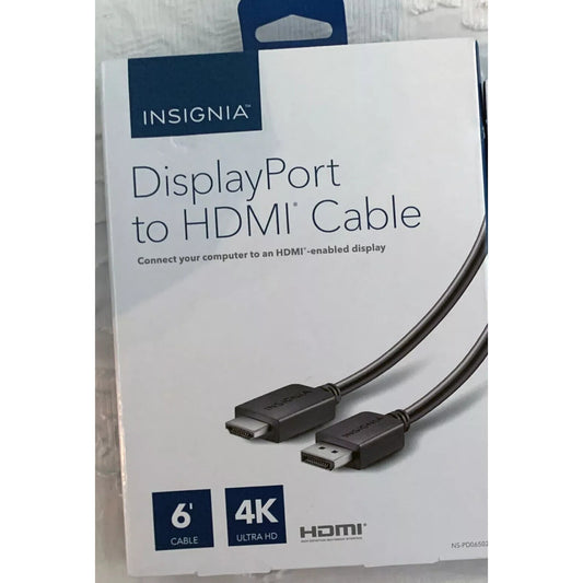 Insignia 6ft 4K Ultra HD DisplayPort Cable - Black (NS-PDD607)