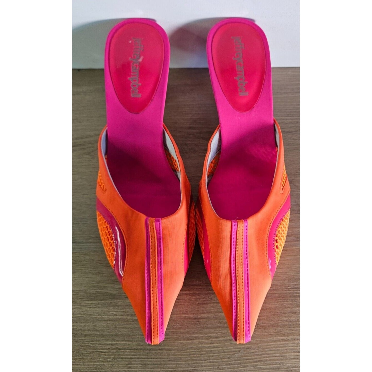 Jeffrey Campbell Women’s Pointed Toe Heels Size 6 – Pink & Orange Mesh Stilettos