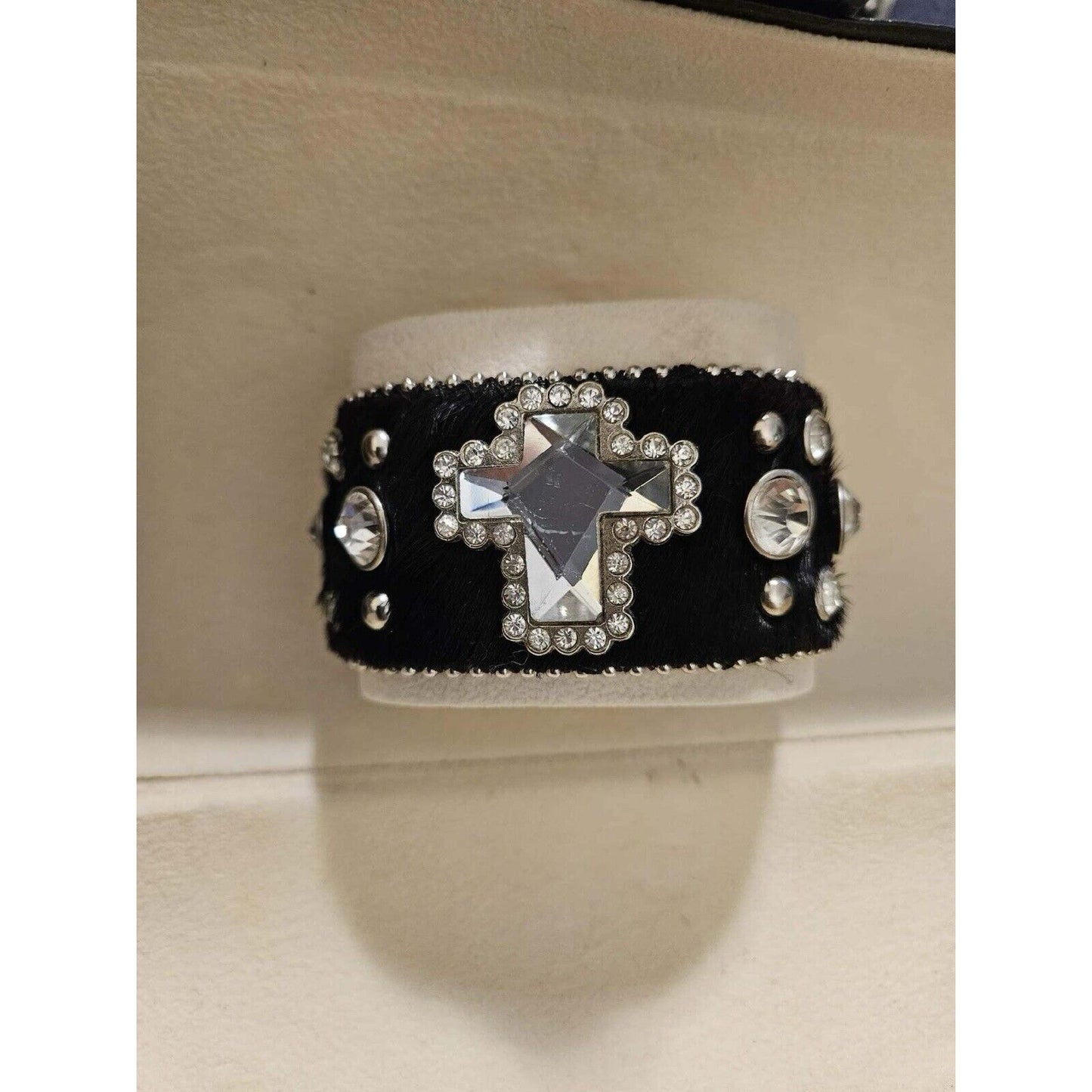 Western Rhinestones Studded Horsehair Wrist Cuff Bracelet, Western Jewelry