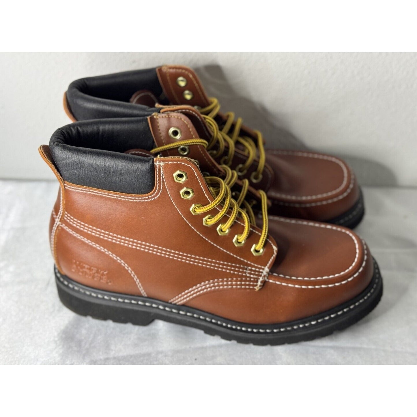 WorkForce Moc Toe Work Boots Men’s 11EEE Wide Brown Leather Casual Workwear