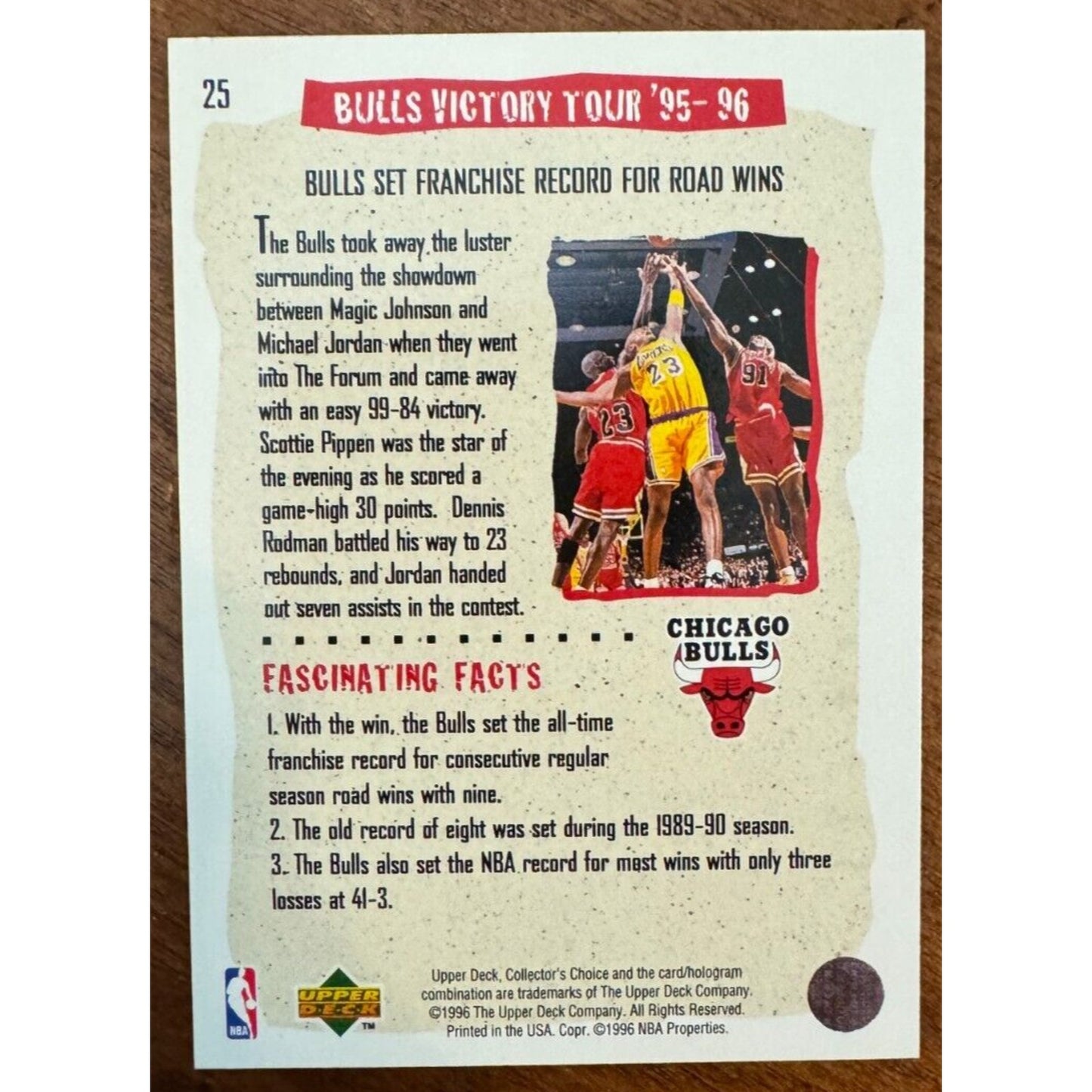 1996-97 Upper Deck Collector's Choice - Bulls Victory Tour '95-'96 #25 Jordan