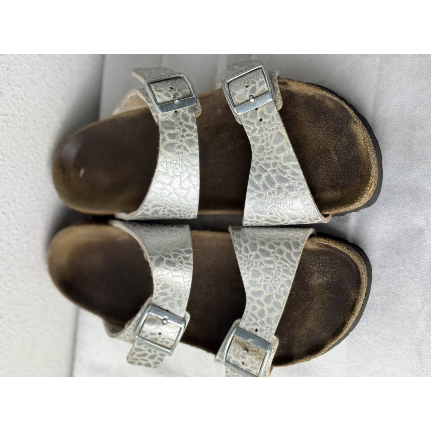 Birkenstock Arizona Women's Leather Sandal - Metallic Anthracite, 39 EU/8-8.5 US