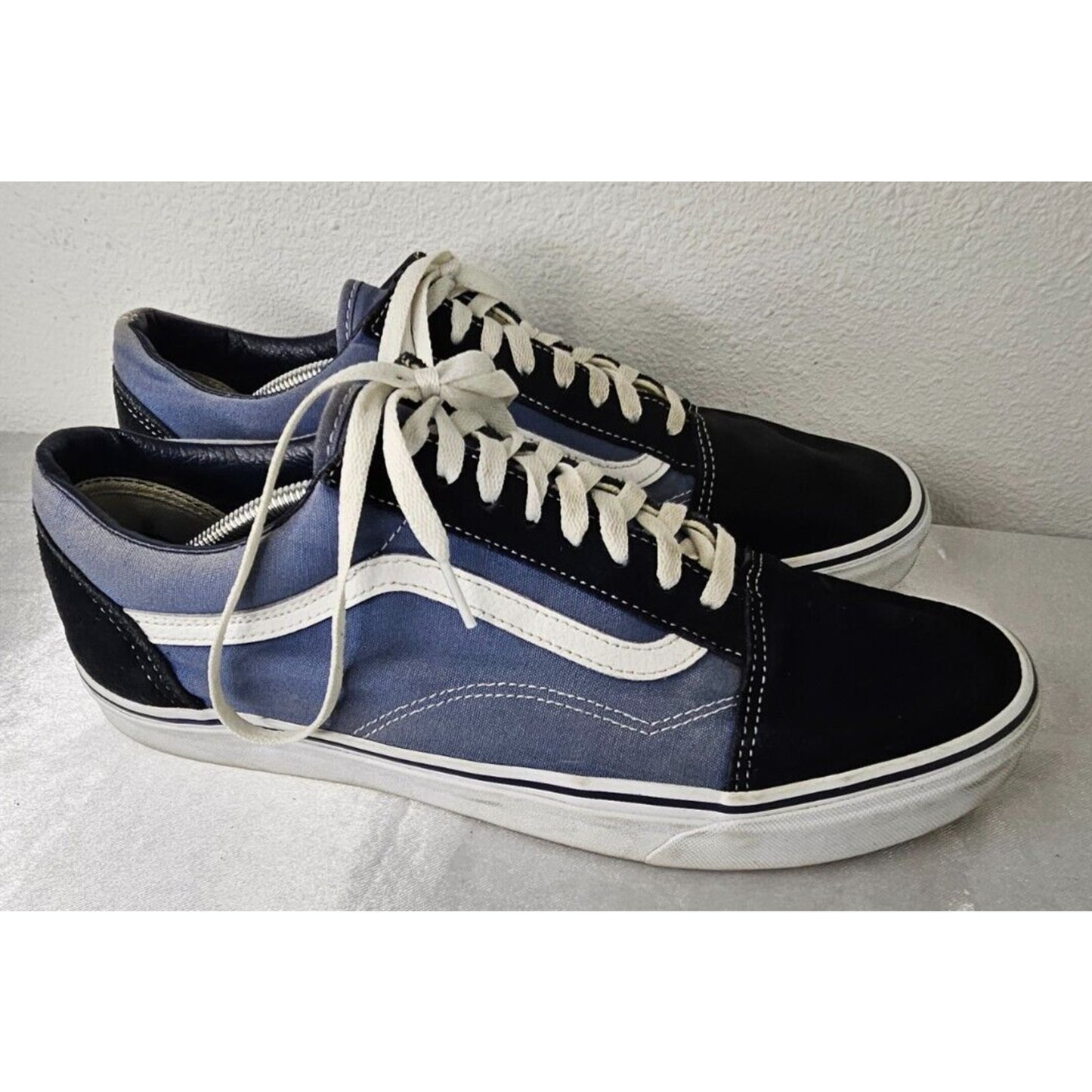 Vans Old Skool Sneakers Two-Tone Black Blue Canvas Suede Shoes Men’s Size 13