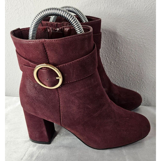 Elements by Croft & Barrow Brigitte Burgundy Ankle Boots Women’s Size 7W Heels