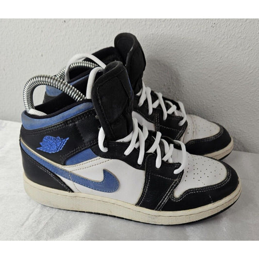 Air Jordan 1 Mid GS Hyper Royal Black White Blue Size 6.5 Basketball Shoes