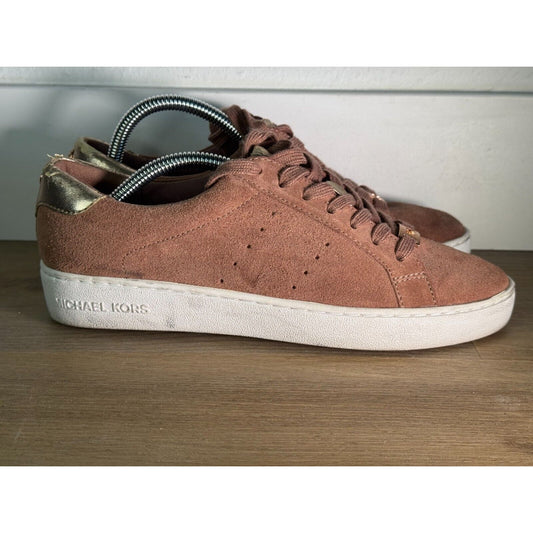 Michael Kors Keaton Lace-Up Sneakers - Women’s Rose Suede w/ Gold Size 6.5M