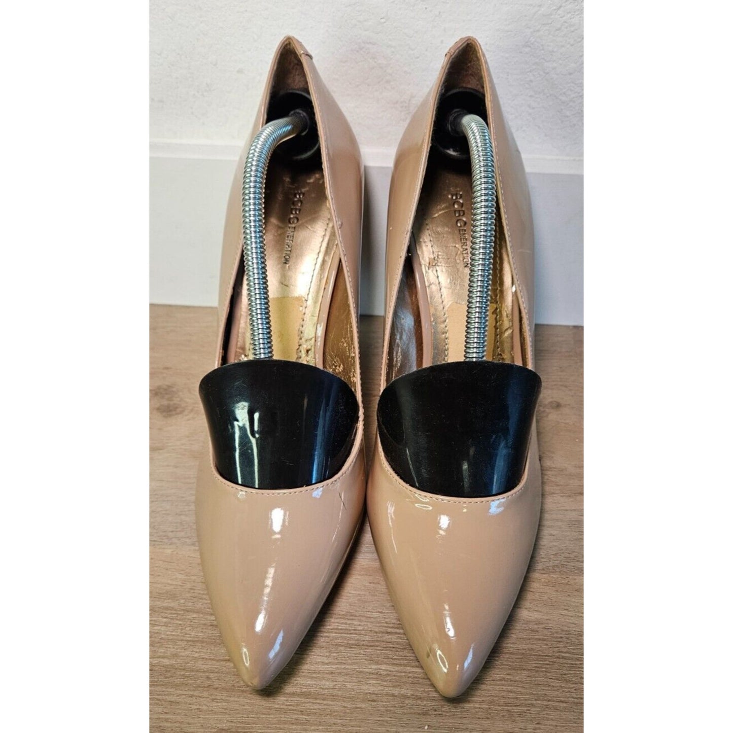 BCBGeneration Nude Patent Leather Pointed-Toe Stiletto Heels Women’s Size 10B