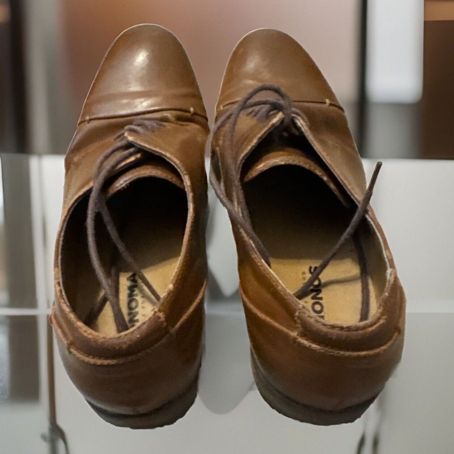 Sonoma Donte Men's Size 10 English Tan Brown Lace-Up Dress Shoes - Gently Used