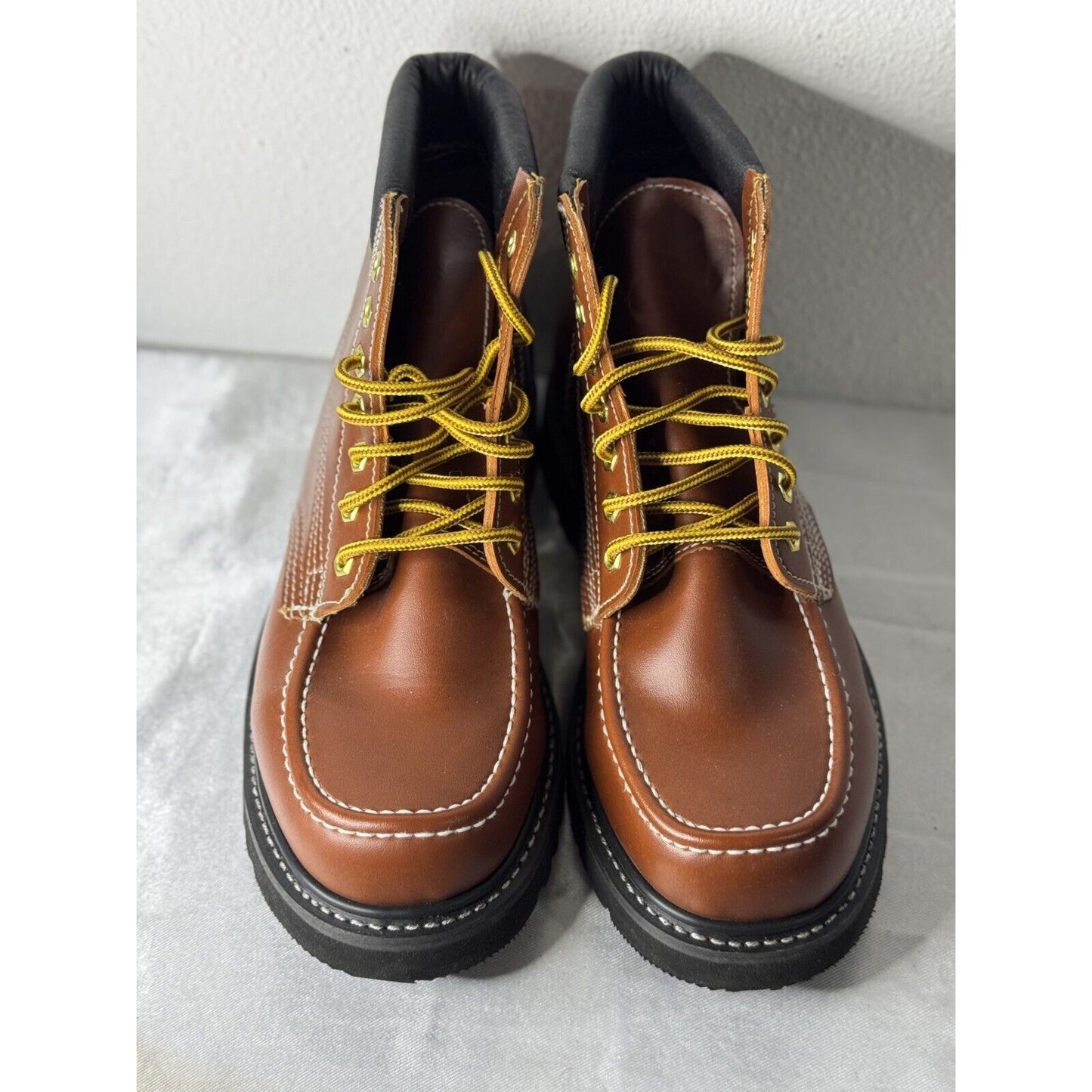 WorkForce Moc Toe Work Boots Men’s 11EEE Wide Brown Leather Casual Workwear