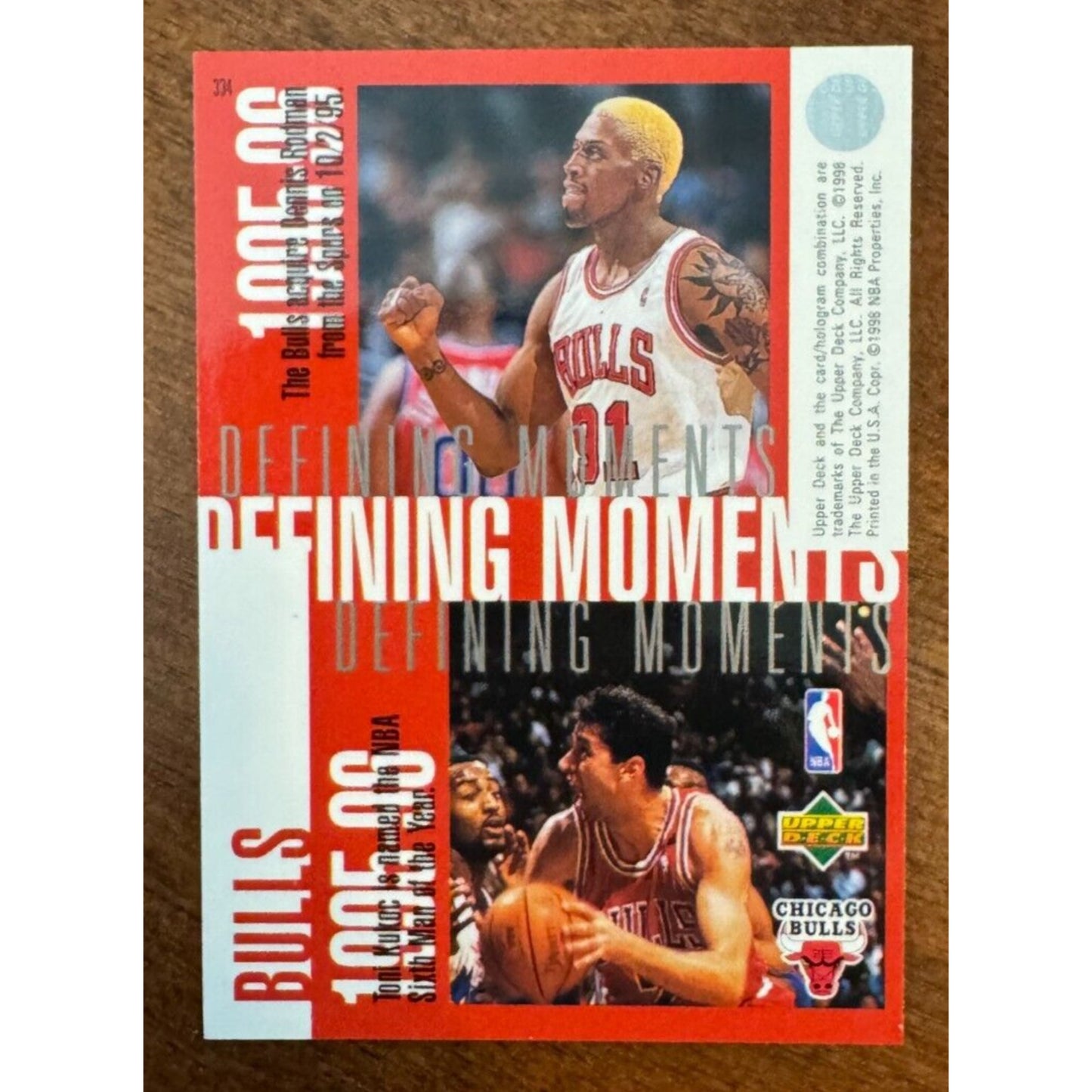 1998-99 Upper Deck Defining Moments #334 – Michael Jordan, Pippen, Rodman, Kukoc