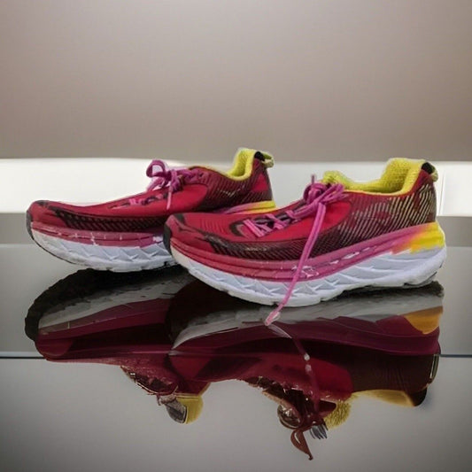 Hoka One One Bondi 5 Women’s Running Shoes – Virtual Pink/Blazing Yellow – Sz 9