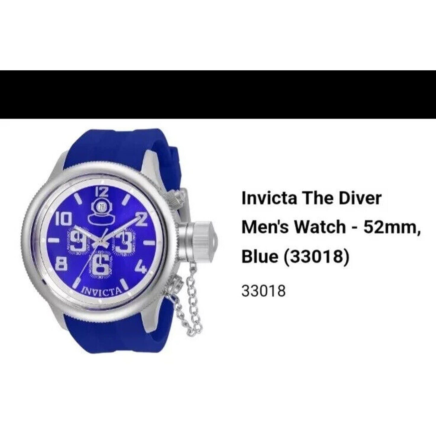 Invicta 1959 Russian Diver 52mm Silver/Blue Model 33018 Men's - Needs Battery